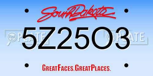 5Z25O3 South Dakota License Plate
