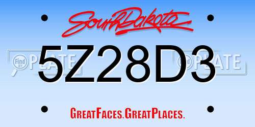 5Z28D3 South Dakota License Plate