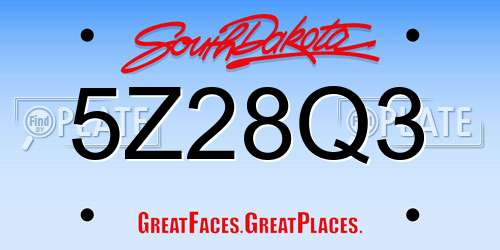 5Z28Q3 South Dakota License Plate