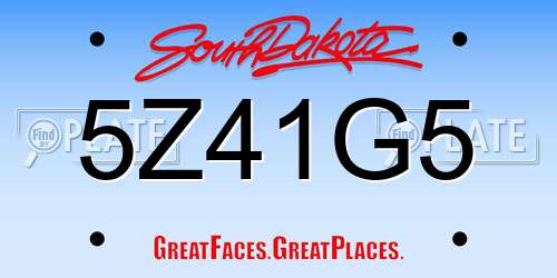 5Z41G5 South Dakota License Plate