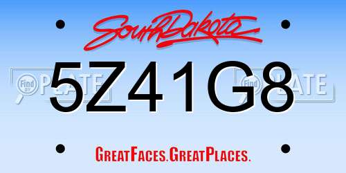 5Z41G8 South Dakota License Plate