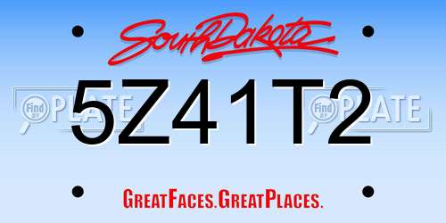 5Z41T2 South Dakota License Plate