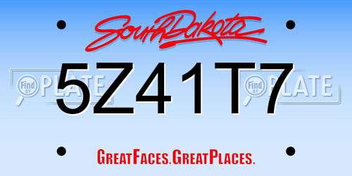 5Z41T7 South Dakota License Plate