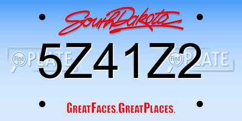 5Z41Z2 South Dakota License Plate