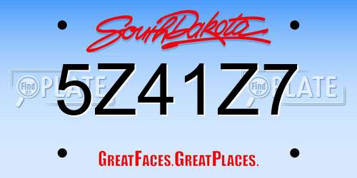 5Z41Z7 South Dakota License Plate
