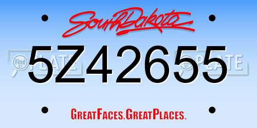 5Z42655 South Dakota License Plate