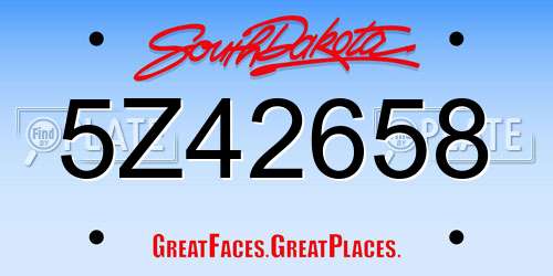 5Z42658 South Dakota License Plate