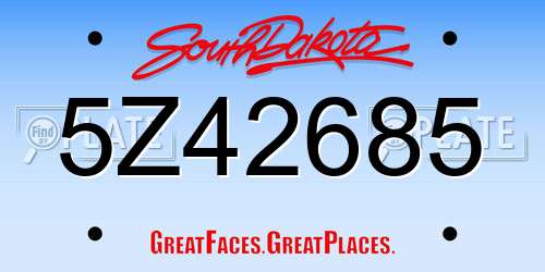 5Z42685 South Dakota License Plate