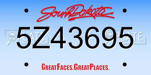 5Z43695 South Dakota License Plate