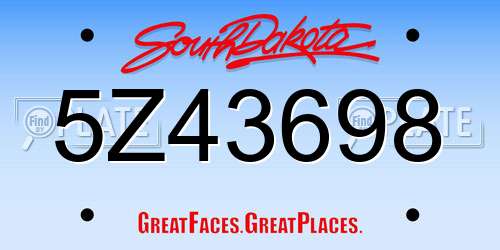 5Z43698 South Dakota License Plate