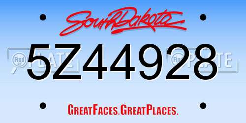 5Z44928 South Dakota License Plate