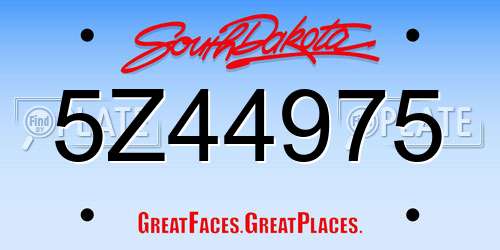 5Z44975 South Dakota License Plate