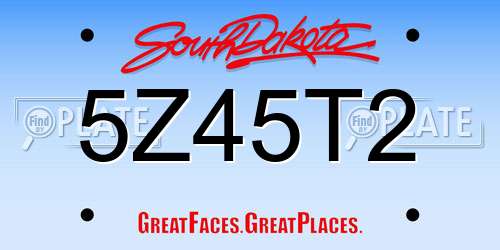 5Z45T2 South Dakota License Plate
