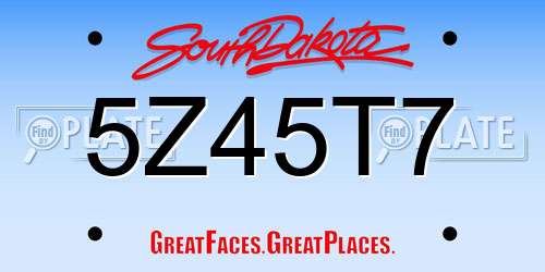 5Z45T7 South Dakota License Plate