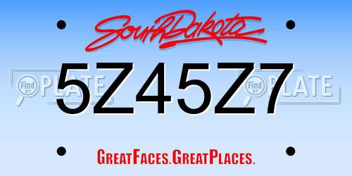 5Z45Z7 South Dakota License Plate