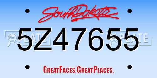 5Z47655 South Dakota License Plate