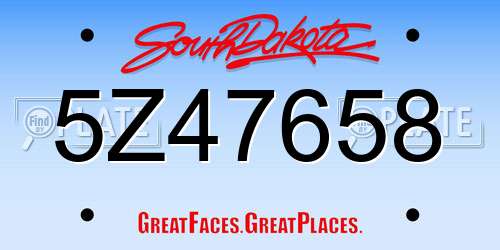 5Z47658 South Dakota License Plate