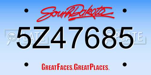 5Z47685 South Dakota License Plate