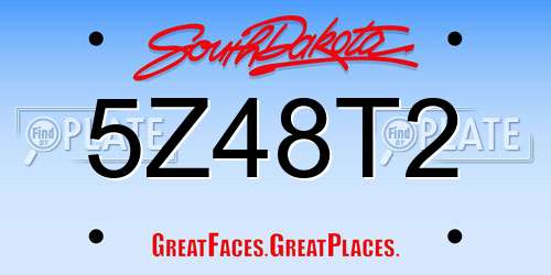 5Z48T2 South Dakota License Plate