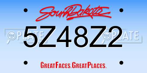 5Z48Z2 South Dakota License Plate