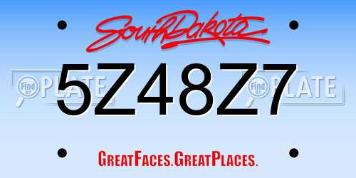 5Z48Z7 South Dakota License Plate