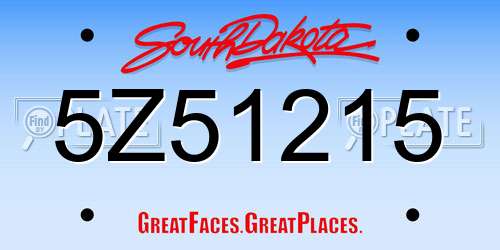 5Z51215 South Dakota License Plate
