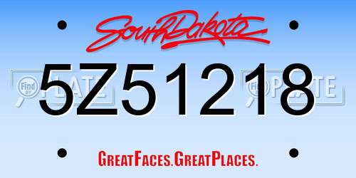 5Z51218 South Dakota License Plate
