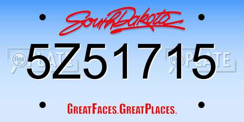 5Z51715 South Dakota License Plate