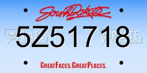 5Z51718 South Dakota License Plate
