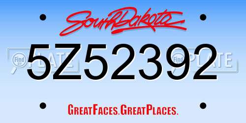 5Z52392 South Dakota License Plate