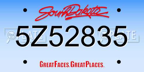 5Z52835 South Dakota License Plate
