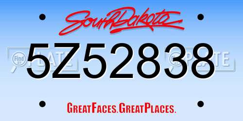 5Z52838 South Dakota License Plate