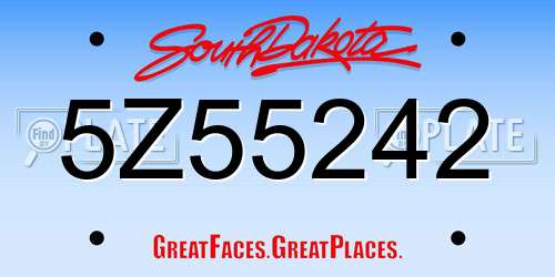 5Z55242 South Dakota License Plate