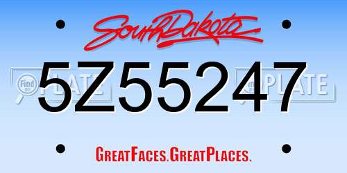 5Z55247 South Dakota License Plate