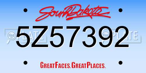 5Z57392 South Dakota License Plate