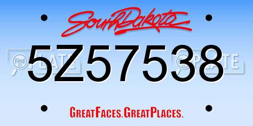 5Z57538 South Dakota License Plate