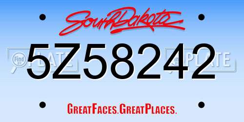 5Z58242 South Dakota License Plate