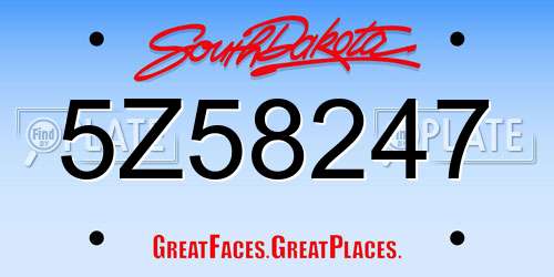 5Z58247 South Dakota License Plate