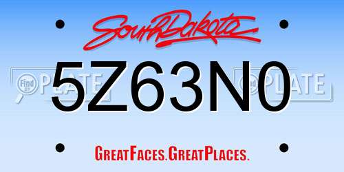5Z63N0 South Dakota License Plate