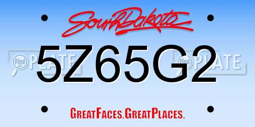 5Z65G2 South Dakota License Plate