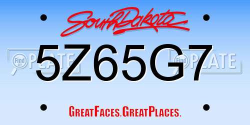 5Z65G7 South Dakota License Plate
