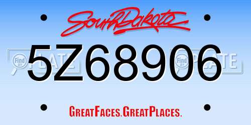 5Z68906 South Dakota License Plate