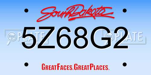 5Z68G2 South Dakota License Plate