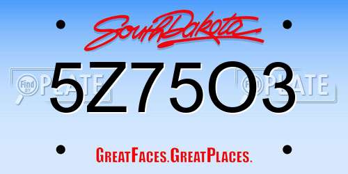 5Z75O3 South Dakota License Plate