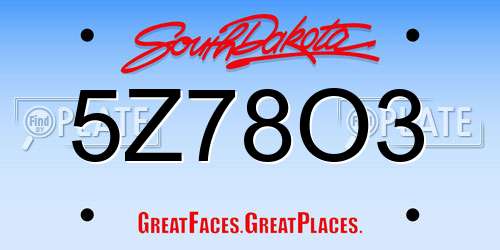 5Z78O3 South Dakota License Plate