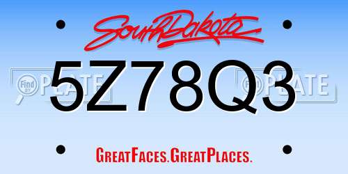 5Z78Q3 South Dakota License Plate