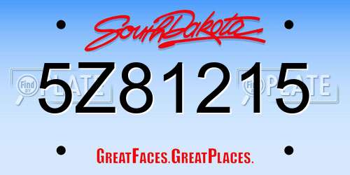 5Z81215 South Dakota License Plate