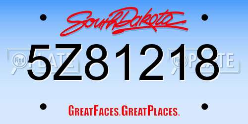 5Z81218 South Dakota License Plate