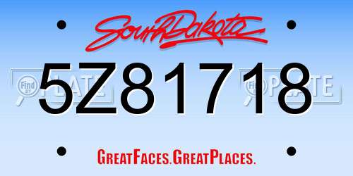 5Z81718 South Dakota License Plate
