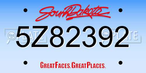 5Z82392 South Dakota License Plate